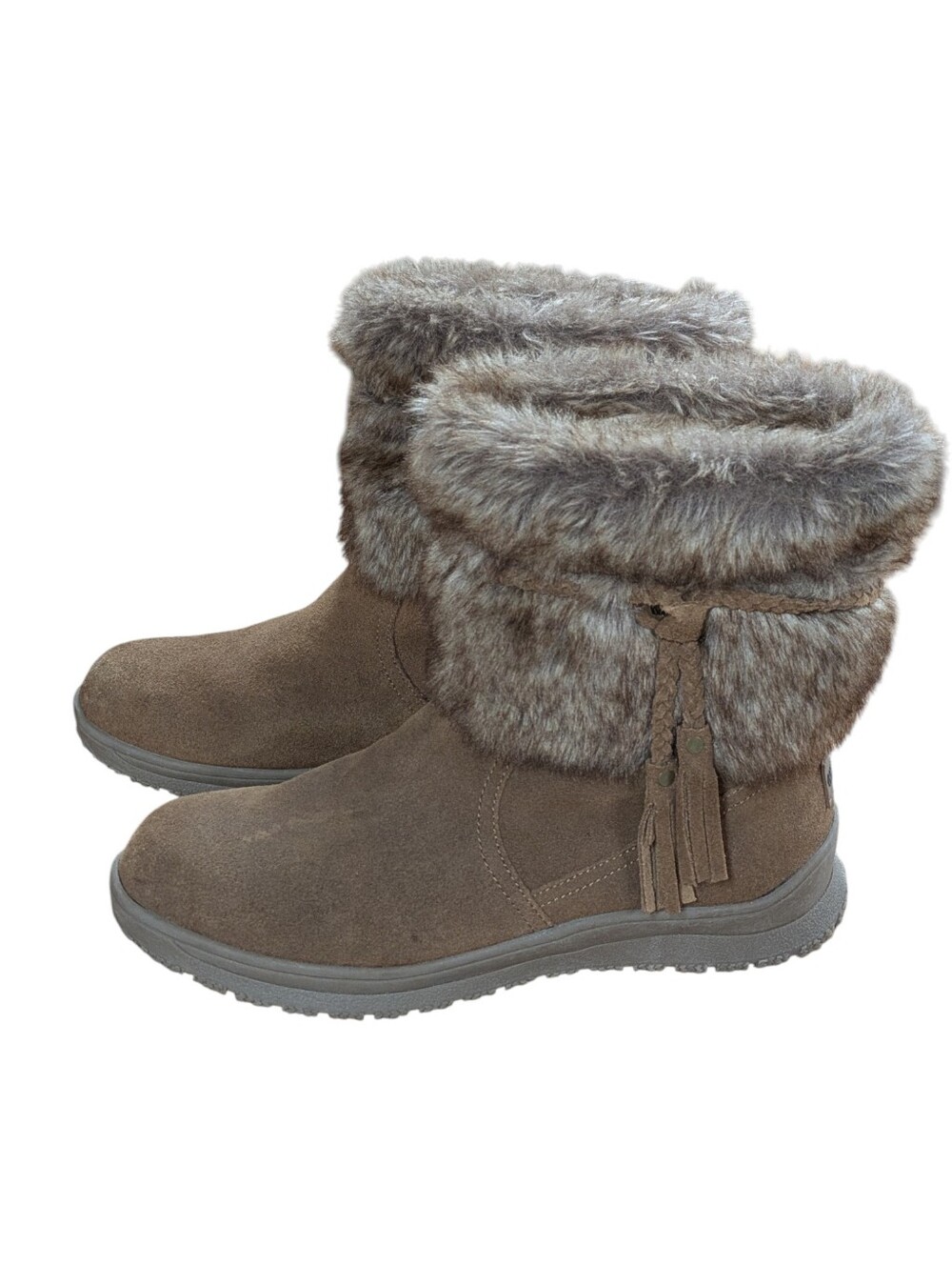 Minnetonka Suede Everett Boot Brown Faux Fur Size 8 - Picture 12 of 12